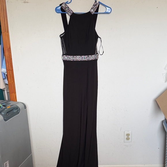 B Darlin Black Dress with Silver Accents - mordernwear.com